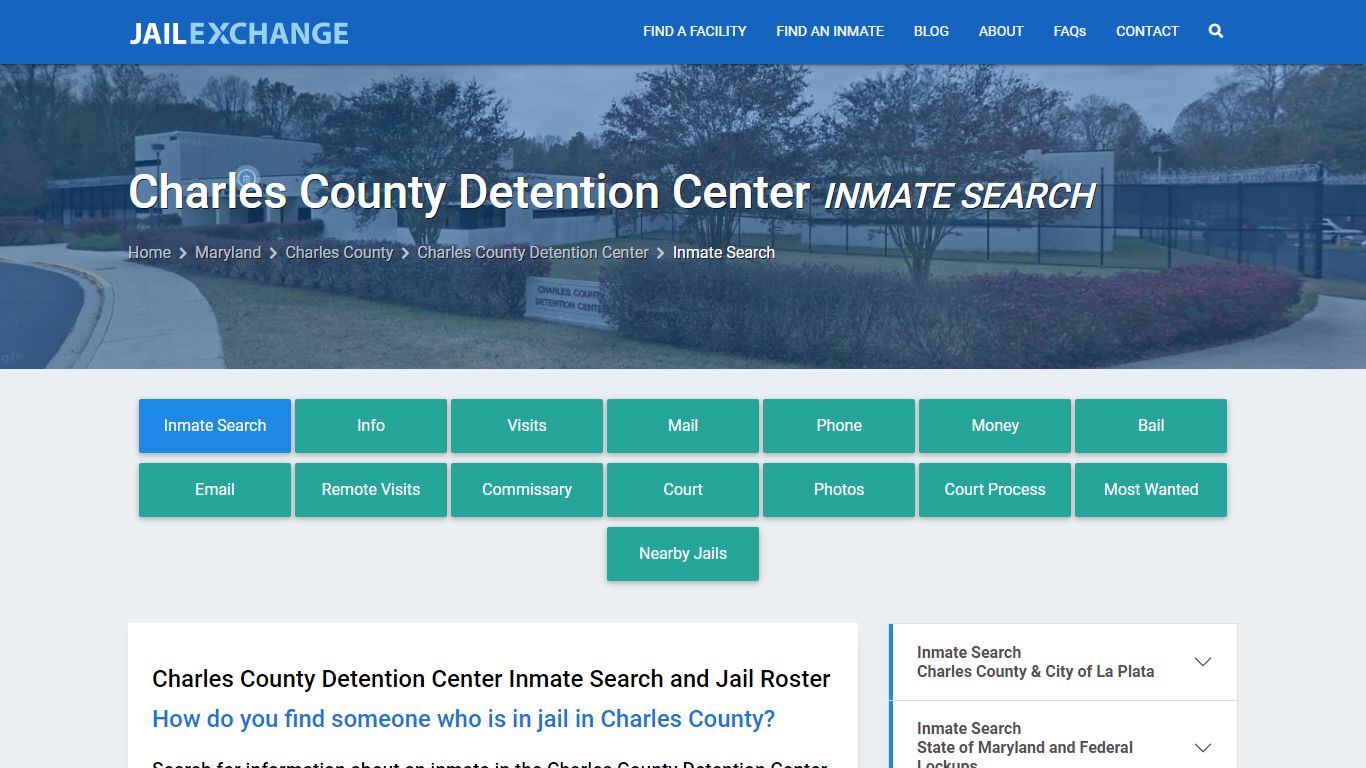 Charles County Detention Center Inmate Search - Jail Exchange